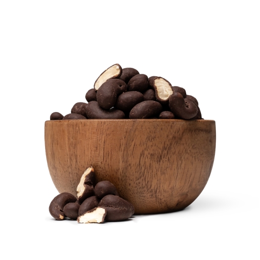 Skinny Dipped Cashews in really dark chocolate